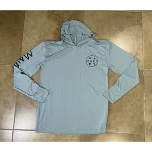 Maui And Sons Men's S Performance Hoodie Blue UPF 30+ Long Sleeve Shirt